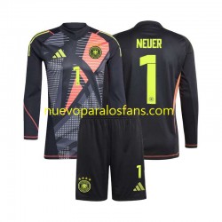 Camiseta de Fútbol Alemania Manuel Neuer 1 Portero Niño Casa Euro 2024 Manga Larga