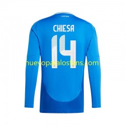 Camiseta de Fútbol Italia Chiesa 14 Hombre Casa Euro 2024 Manga Larga
