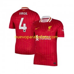 Camiseta de Fútbol Liverpool Virgil van Dijk 4 Hombre Casa 2024-2025 Manga Corta