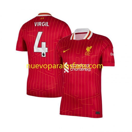 Camiseta de Fútbol Liverpool Virgil van Dijk 4 Hombre Casa 2024-2025 Manga Corta
