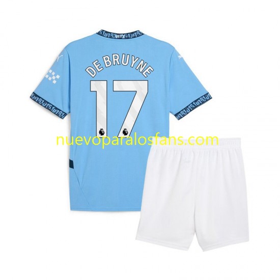 Camiseta de Fútbol Manchester City Kevin De Bruyne 17 Niño Casa 2024-2025 Manga Corta