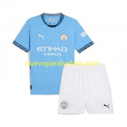 Camiseta de Fútbol Manchester City Niño Casa 2024-2025 Manga Corta