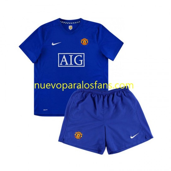 Camiseta de Fútbol Manchester United Retro Niño Exterior 2008 Manga Corta