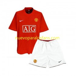 Camiseta de Fútbol Manchester United 2007 Retro Niño Casa Manga Corta