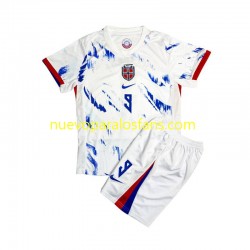 Camiseta de Fútbol Noruega Erling Haaland 9 Niño Exterior 2024 Manga Corta