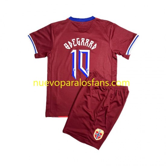 Camiseta de Fútbol Noruega Martin Odegaard 8 Niño Casa 2024 Manga Corta
