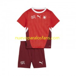 Camiseta de Fútbol Suiza Niño Casa Euro 2024 Manga Corta